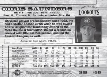 1999 Grandstand Chattanooga Lookouts #NNO Chris Saunders Back