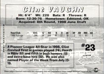 1999 Grandstand Clinton LumberKings #NNO Clint Vaughn Back