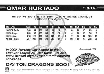 2001 Grandstand Dayton Dragons #NNO Omar Hurtado Back