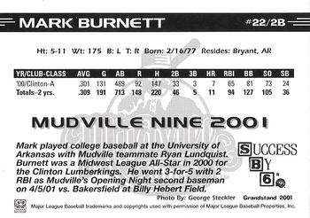 2001 Grandstand Mudville Nine #5 Mark Burnett Back