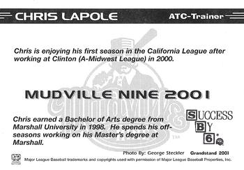 2001 Grandstand Mudville Nine #15 Chris Lapole Back