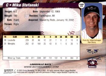 2002 Choice Louisville Bats #24 Mike Stefanski Back