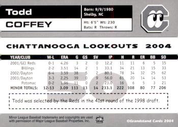 2004 Grandstand Chattanooga Lookouts #NNO Todd Coffey Back