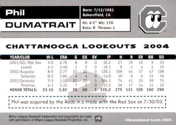 2004 Grandstand Chattanooga Lookouts #NNO Phil Dumatrait Back