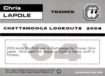 2004 Grandstand Chattanooga Lookouts #NNO Chris Lapole Back