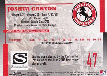 2009 Grandstand Billings Mustangs #NNO Joshua Garton Back