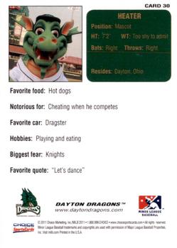 2011 Choice Dayton Dragons #30 Heater Back
