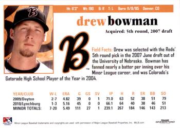 2011 Grandstand Bakersfield Blaze #NNO Drew Bowman Back
