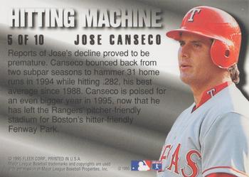 1995 Ultra - Hitting Machines #5 Jose Canseco Back