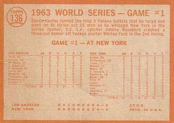 1964 Topps #136 World Series Game #1 - Koufax Strikes Out 15 Back