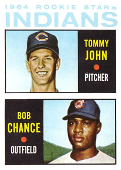 1964 Topps #146 Indians Rookies Tommy John / Bob Chance Front