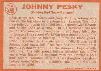 1964 Topps #248 Johnny Pesky Back