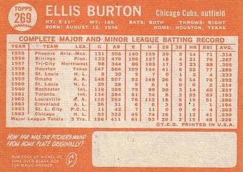 1964 Topps #269 Ellis Burton Back