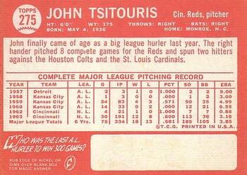 1964 Topps #275 John Tsitouris Back