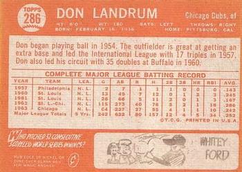 1964 Topps #286 Don Landrum Back