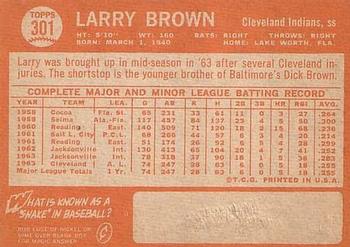1964 Topps #301 Larry Brown Back