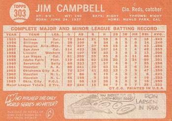 1964 Topps #303 Jim Campbell Back