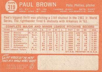 1964 Topps #319 Paul Brown Back