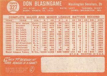 1964 Topps #327 Don Blasingame Back