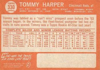 1964 Topps #330 Tommy Harper Back