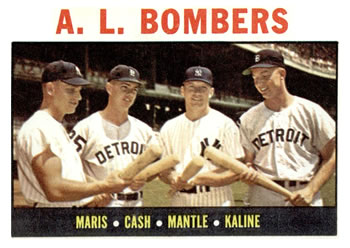 1964 Topps #331 A.L. Bombers (Roger Maris / Norm Cash / Mickey Mantle / Al Kaline) Front