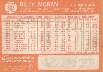 1964 Topps #333 Billy Moran Back
