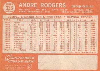 1964 Topps #336 Andre Rodgers Back