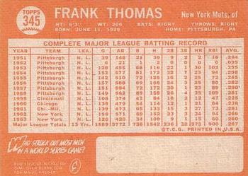 1964 Topps #345 Frank Thomas Back