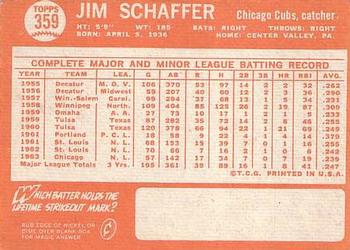 1964 Topps #359 Jim Schaffer Back