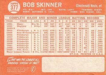 1964 Topps #377 Bob Skinner Back