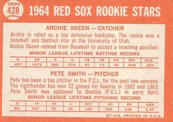 1964 Topps #428 Red Sox 1964 Rookie Stars (Archie Skeen / Pete Smith) Back