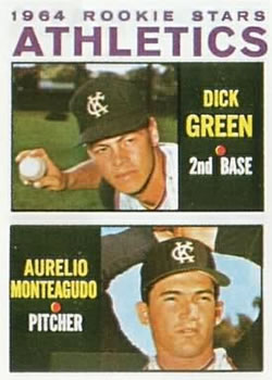 1964 Topps #466 Athletics 1964 Rookie Stars (Dick Green / Aurelio Monteagudo) Front