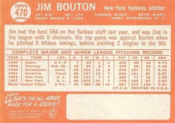 1964 Topps #470 Jim Bouton Back