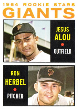 1964 Topps #47 Giants 1964 Rookie Stars (Jesus Alou / Ron Herbel) Front