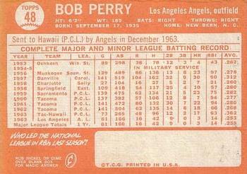 1964 Topps #48 Bob Perry Back