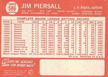 1964 Topps #586 Jim Piersall Back