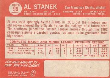 1964 Topps #99 Al Stanek Back