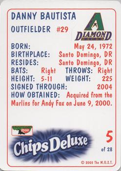 2003 Keebler Arizona Diamondbacks SGA #5 Danny Bautista Back