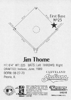 1998 Kenner Starting Lineup Cards #546249 Jim Thome Back
