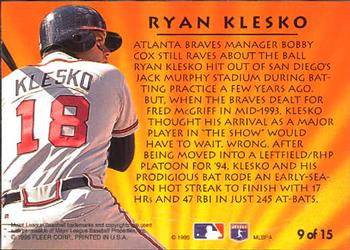 1995 Ultra - 2nd Year Standouts #9 Ryan Klesko Back