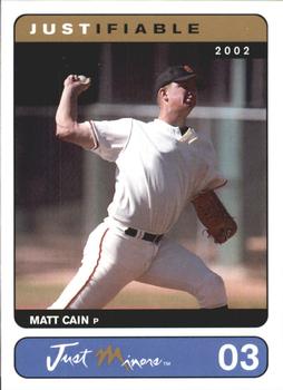 2002-03 Justifiable #3 Matt Cain Front