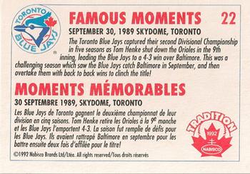 1992 Nabisco Canada Tradition #22 Famous Moments - September 30, 1989 Back