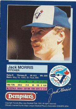 1993 Dempster's Toronto Blue Jays #7 Jack Morris Back