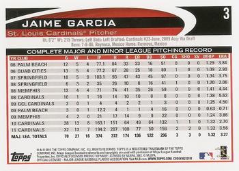 2012 Topps #3 Jaime Garcia Back