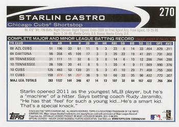 2012 Topps #270 Starlin Castro Back