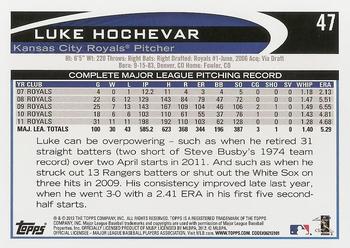 2012 Topps #47 Luke Hochevar Back