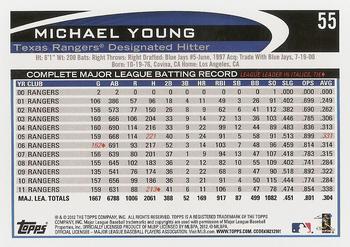 2012 Topps #55 Michael Young Back
