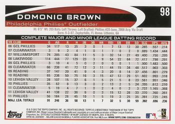 2012 Topps #98 Domonic Brown Back