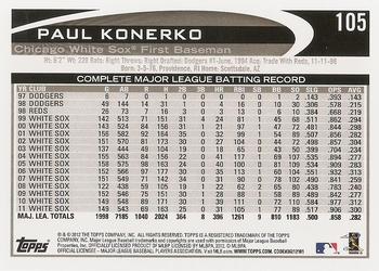 2012 Topps #105 Paul Konerko Back