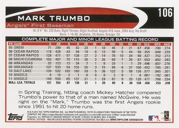 2012 Topps #106 Mark Trumbo Back